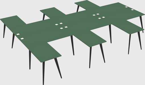 Shared l-shaped office desk system