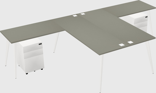 Shared l-shaped office desk system