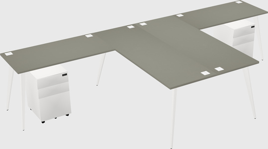 Shared l-shaped office desk system