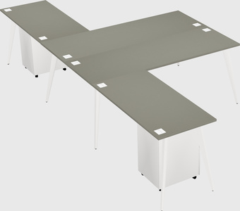 Shared l-shaped office desk system