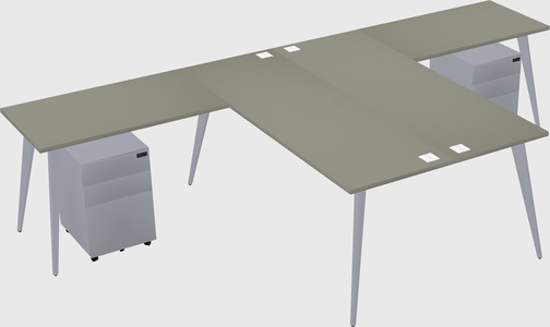 Shared l-shaped office desk system