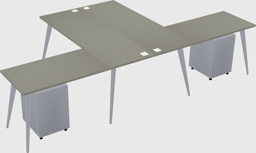 Shared l-shaped office desk system