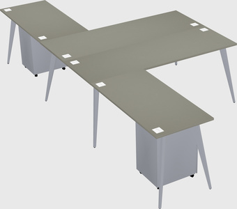 Shared l-shaped office desk system