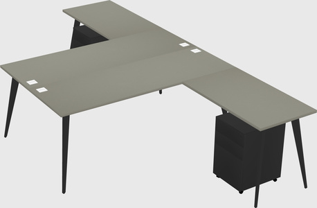 Shared L-shaped Office Desk System