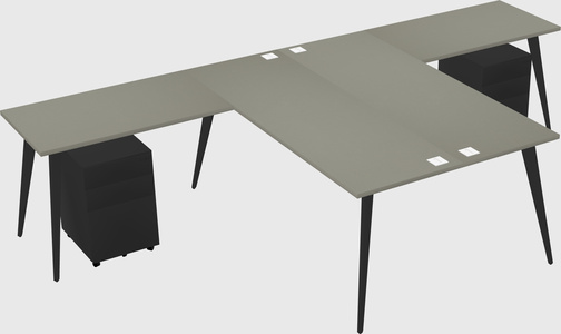 Shared l-shaped office desk system