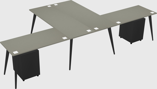Shared l-shaped office desk system