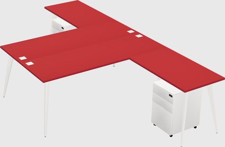 Shared L-shaped Office Desk System