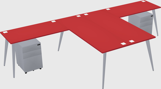 Shared l-shaped office desk system