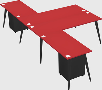 Shared l-shaped office desk system