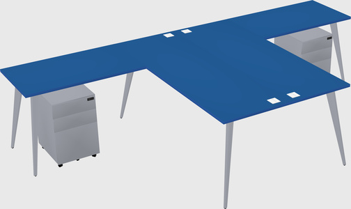Shared l-shaped office desk system