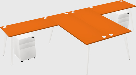 Shared l-shaped office desk system