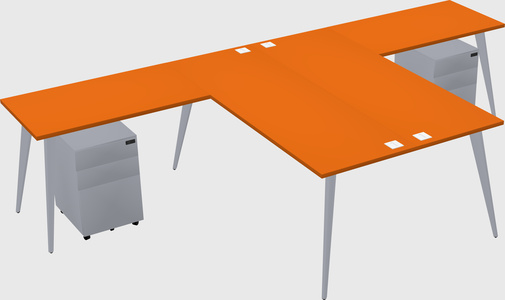 Shared l-shaped office desk system
