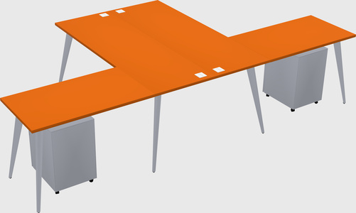 Shared l-shaped office desk system