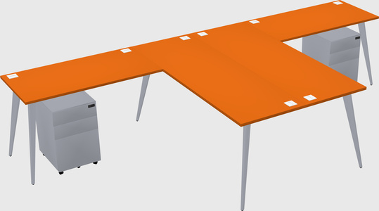 Shared l-shaped office desk system
