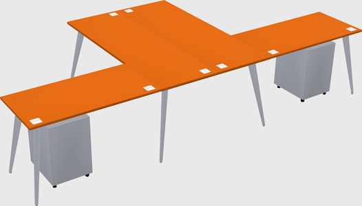 Shared l-shaped office desk system
