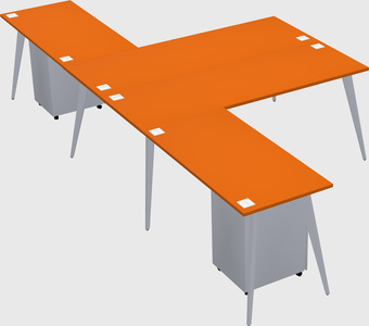 Shared l-shaped office desk system