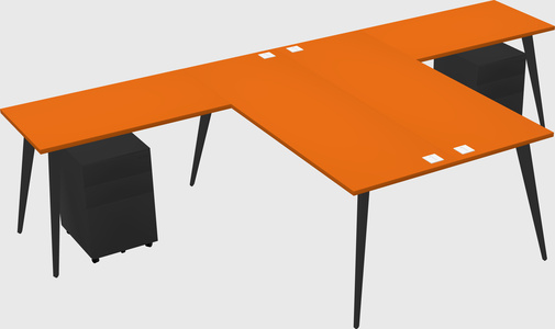 Shared l-shaped office desk system