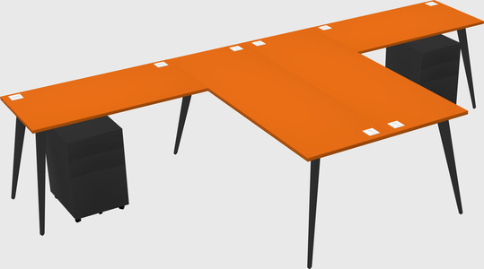 Shared l-shaped office desk system