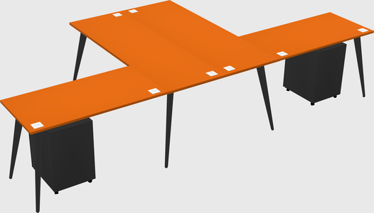 Shared l-shaped office desk system