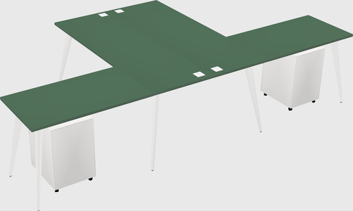 Shared l-shaped office desk system