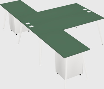 Shared l-shaped office desk system