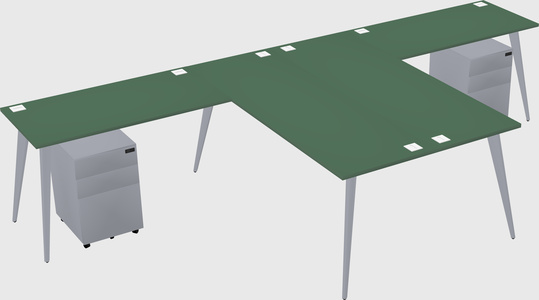 Shared l-shaped office desk system