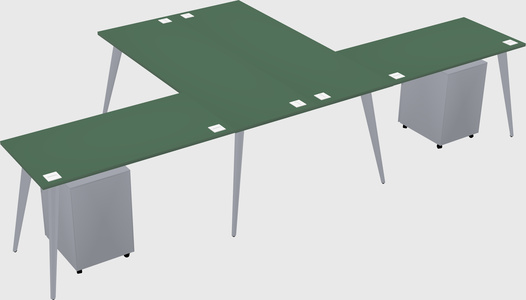 Shared l-shaped office desk system