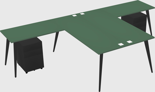 Shared l-shaped office desk system