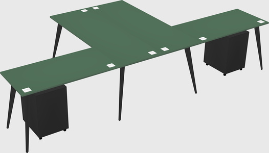 Shared l-shaped office desk system