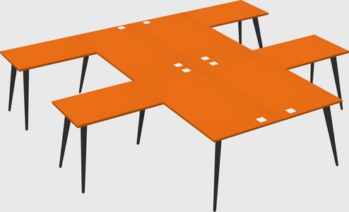 Shared l-shaped office desk system