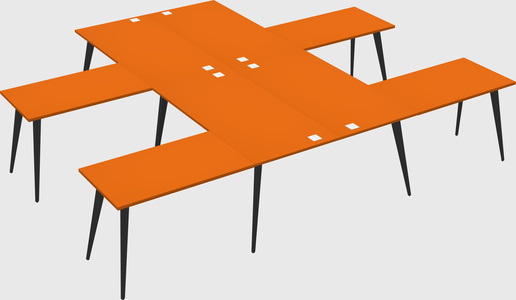 Shared l-shaped office desk system