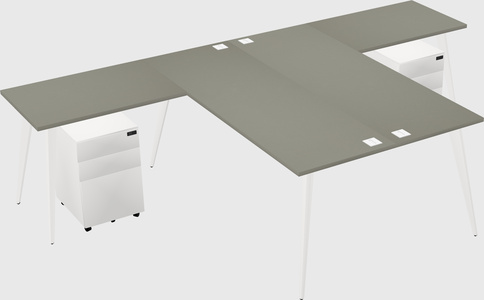 Shared l-shaped office desk system