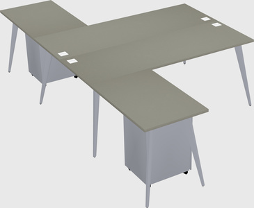 Shared l-shaped office desk system