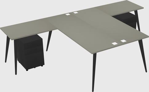 Shared l-shaped office desk system