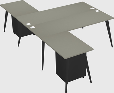 Shared l-shaped office desk system