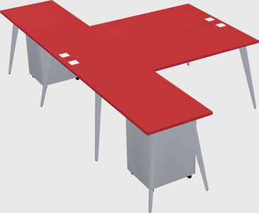 Shared l-shaped office desk system