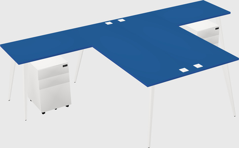 Shared l-shaped office desk system