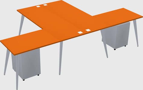 Shared l-shaped office desk system