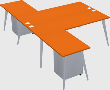 Shared l-shaped office desk system