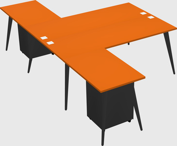 Shared l-shaped office desk system