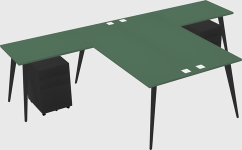 Shared l-shaped office desk system
