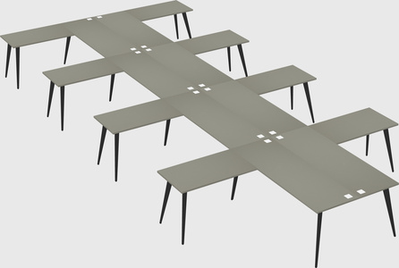 Shared l-shaped office desk system