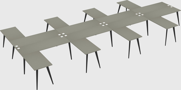 Shared l-shaped office desk system