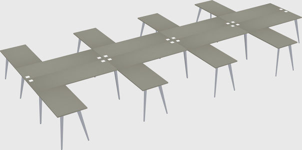 Shared l-shaped office desk system