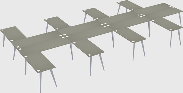 Shared l-shaped office desk system
