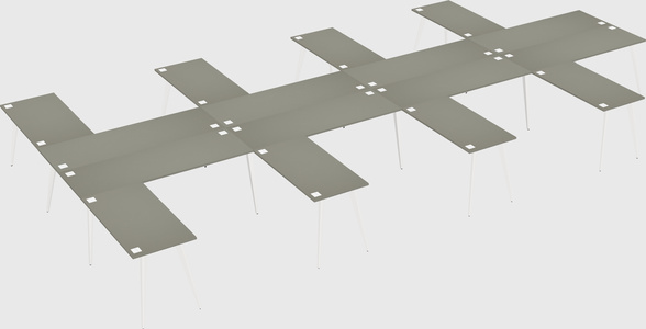 Shared l-shaped office desk system