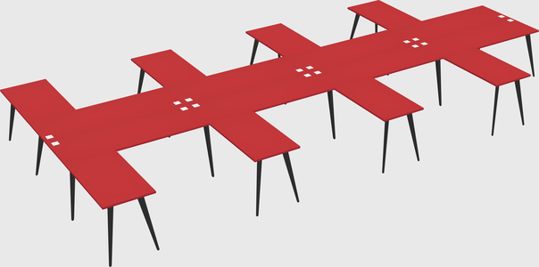 Shared l-shaped office desk system