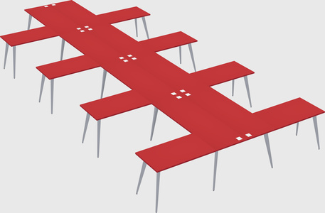 Shared l-shaped office desk system