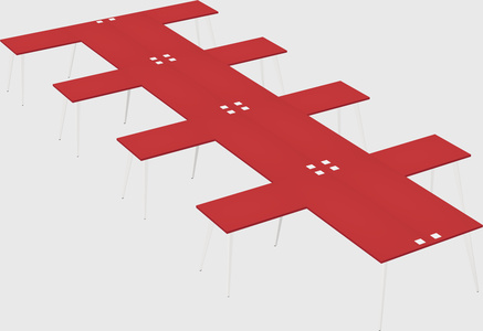 Shared l-shaped office desk system