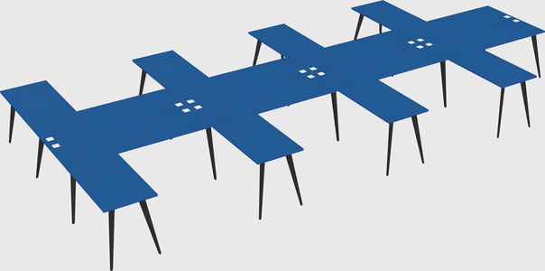 Shared l-shaped office desk system